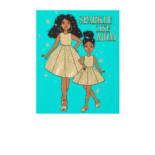 Girls Sparkle Like Mom Twinning Glitters Graphic Top- Aqua