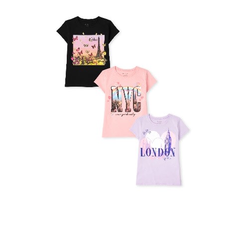 3 In 1 Girls Glitter Tour Paris Nyc London Graphic Top
