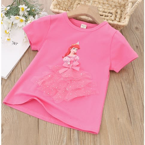 AWW - Studded - 3d Ariel -  Girl Top - Pink