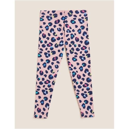 Girl's Cotton Rich Pink Leopard Leggings
