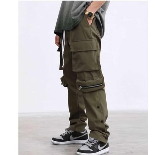 Leg Zip Combat Trouser - Green