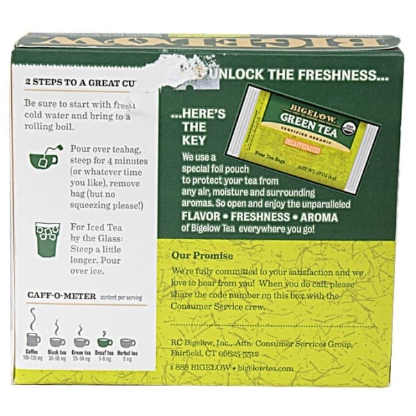 Bigelow Decaffeinated Organic Green Tea - 40 Count
