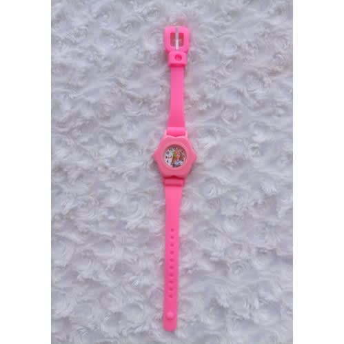Barbie Doll Cartoon Character Analog Silicone Girls Watch - Baby Pink