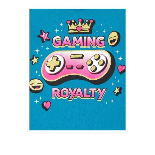 2 In 1 Girls Glitters Gaming Royalty Graphic Top