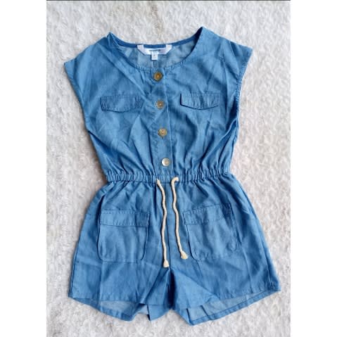 Girl's Denim Jumpsuit Romper - Blue