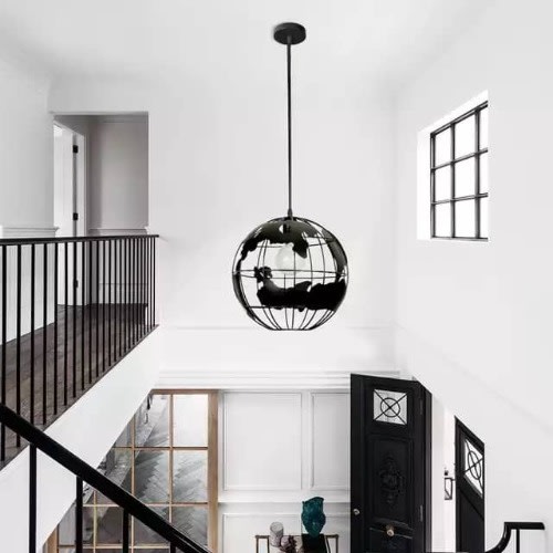 World Map Pendant Lights - 20cm-Black