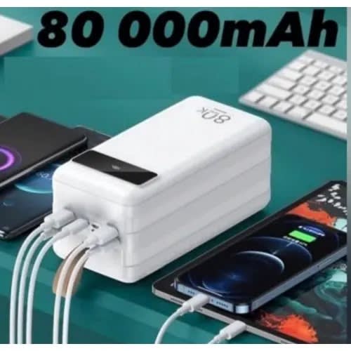 Led Power Bank -22.5w Pd Qc 5 Output Ports - 80000mAh