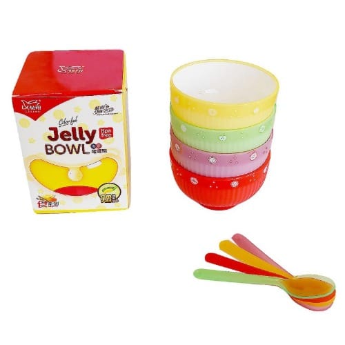 4pcs Jelly Bowl With Spoon For Kids