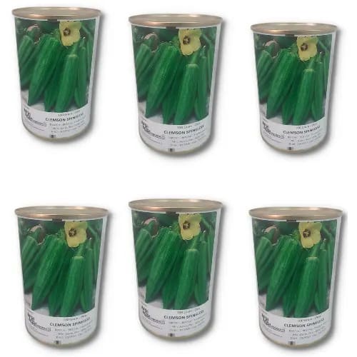 Clemson Spineless Okro Seeds - 100 Grams - 6 Tins