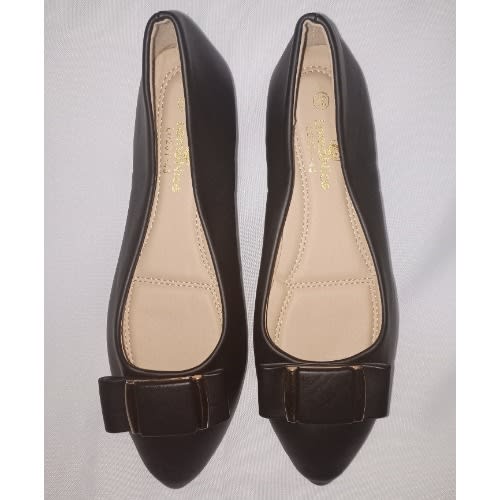 Bow Skimmer Ladies Office Flat Black Shoe