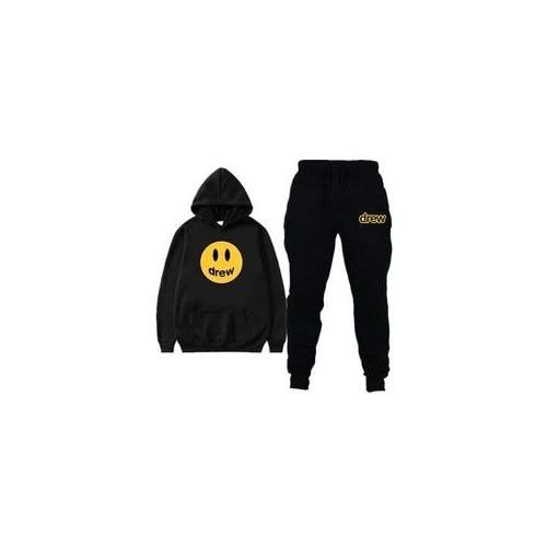 Custom-made Drew Printed Hoodie And Joggers - Black