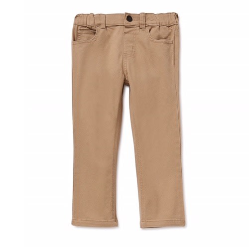 Toddler Boys Slim Twill Trouser Pants - Brown