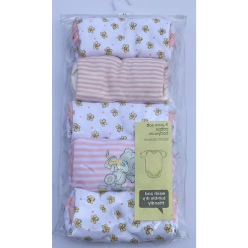 5 Pure Soft Cotton Bodysuits Short Sleeve  (A)
