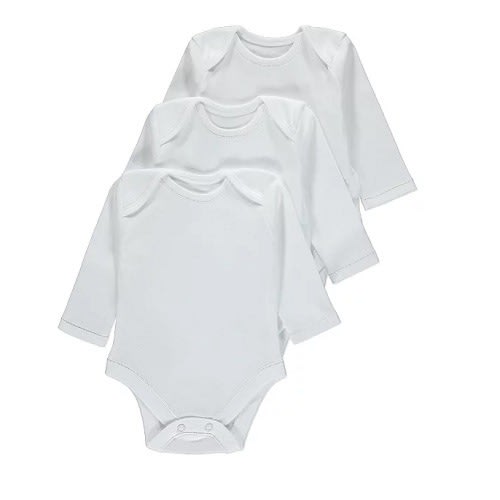 Unisex Longsleeve Baby Bodysuits - 3 Piece