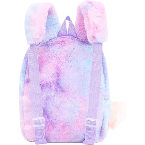 Girls Plush Unicorn Backpack - Purple