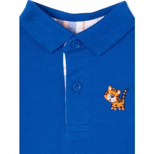 Baby Boy Solid Polo Woven Bodysuit - Blue