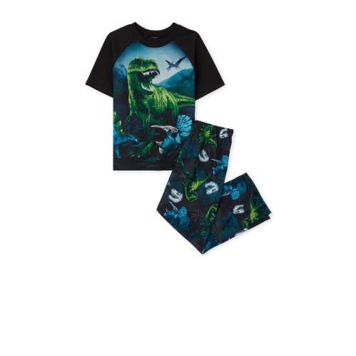 Boys Dynamic Dinosaur Snug Fit Cotton Pyjamas Sleepwear- Blue