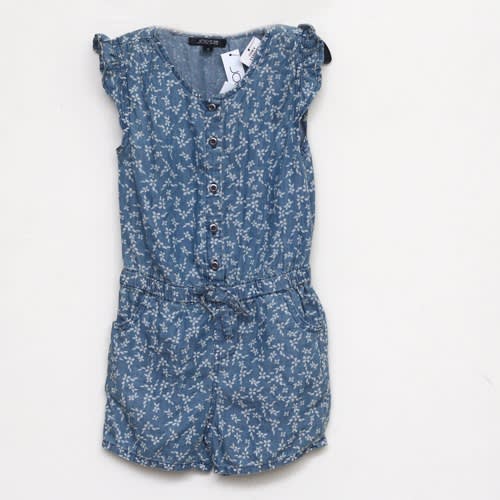 Girls Botton Romper - Navy