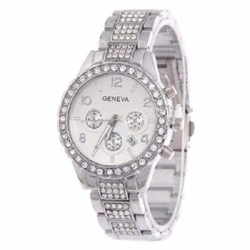 Ladies Rhinestone Watch - Silver