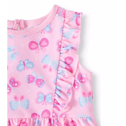 Baby Girl Peplum Flutter Sleeve Bodysuit -pink