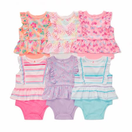 Baby Girl Peplum Flutter Sleeve Bodysuit -pink