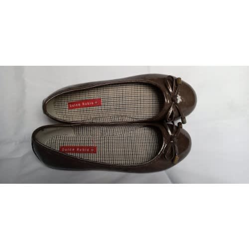 Flat Shoe With Bow - Brown - Patent Skin