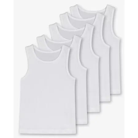 Boys Cotton Vest 5 Pack- White