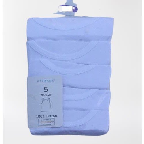 Boys Cotton Vest 5 Pack- White