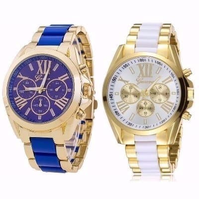 2Pcs Ladies Gold Tone Watch - Multicolor