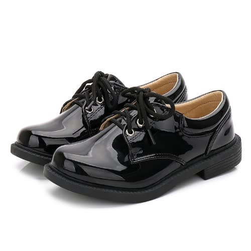 Lace Up Patent Boy Shoes- Black