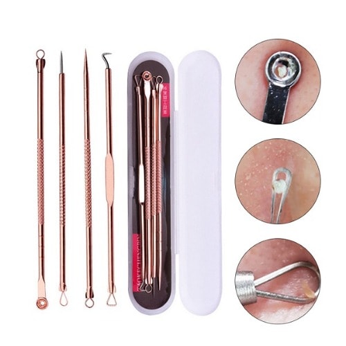 4pcs Gold Plated Pimple Extractor Tool + Box