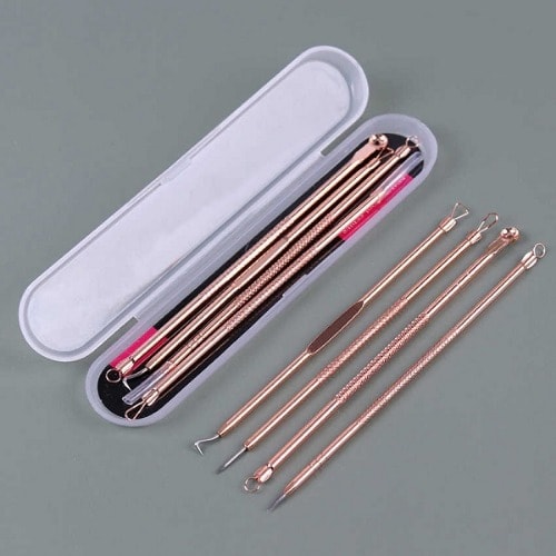 4pcs Gold Plated Pimple Extractor Tool + Box