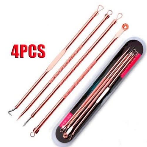 4pcs Gold Plated Pimple Extractor Tool + Box