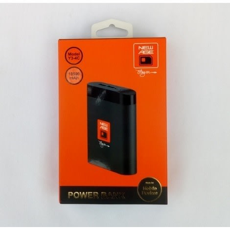New Age Power Bank With Dual Output - Black -10500mah
