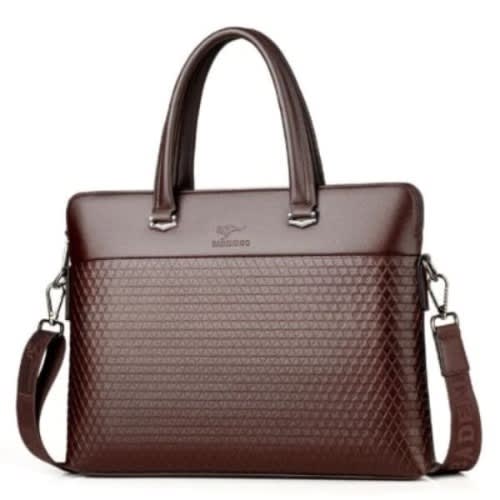 Men's Leather Laptop Bag - Brown