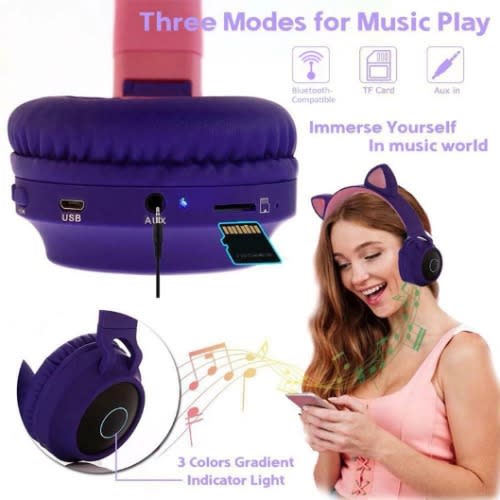 Cute Cat Ear Headphones For Children & Adult