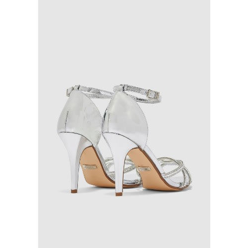 Diamante Heel Sandals - Silver