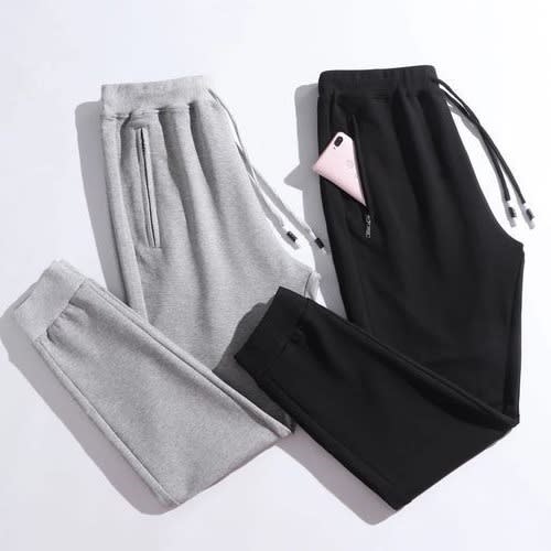 2 Sets Of Quality Joggers With Zipper - Black And Grey