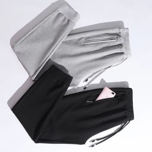 2 Sets Of Quality Joggers With Zipper - Black And Grey