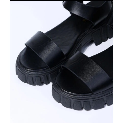 Minimalist Chunky Women Leather Sandal