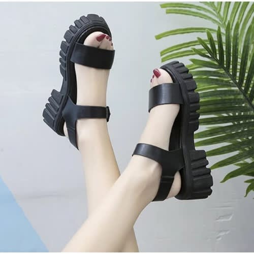 Minimalist Chunky Women Leather Sandal