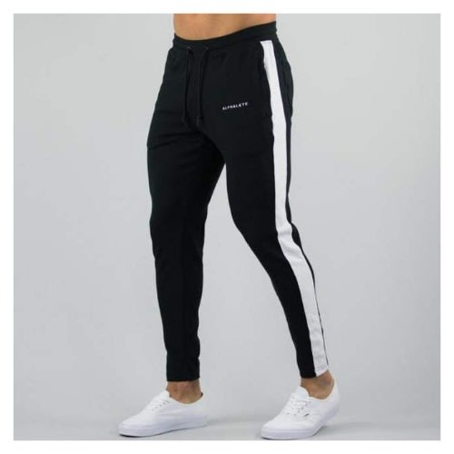 Black Jogger With White Stripes