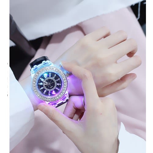 Unisex Rhinestones LED Watch