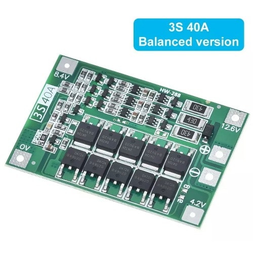 3S 12.6V 40A Balanced 18650 Lithium Battery Charger Protection BMS Board