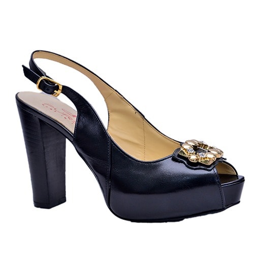 Medium Heel Work Sandal - Black