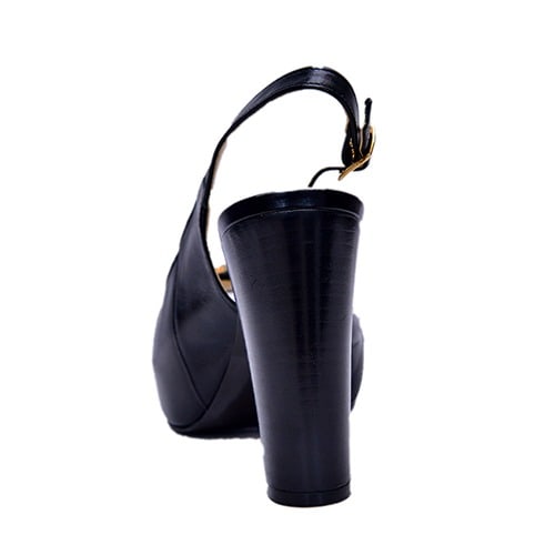 Medium Heel Work Sandal - Black