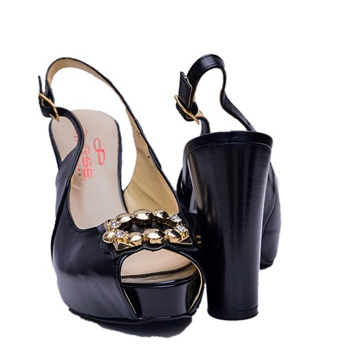 Medium Heel Work Sandal - Black