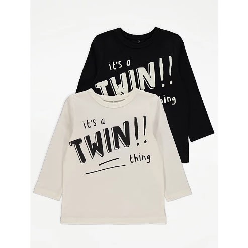 It’s A Twin Thing Slogan Print Tops 2 Pack