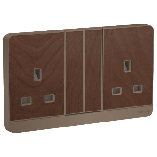 AvatarOn - 2 Switched Socket - 3p - 13A - 250 V - Led - Wood|| E83T25N_WD_C5