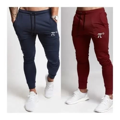 2 In 1 Set Of Joggers - Navy Blue & Wine